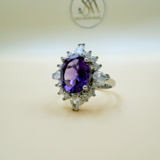 Purple Zircon Silver Ring