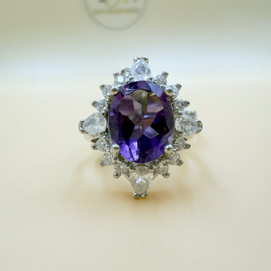Purple Zircon Silver Ring