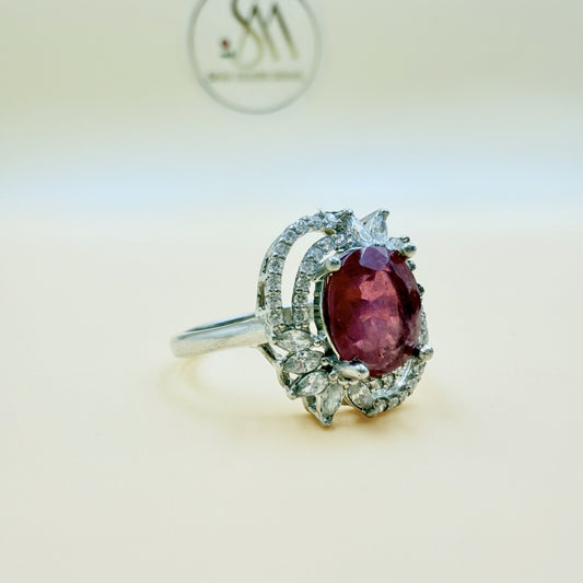 Natural Ruby (GF) Stone Silver Ring