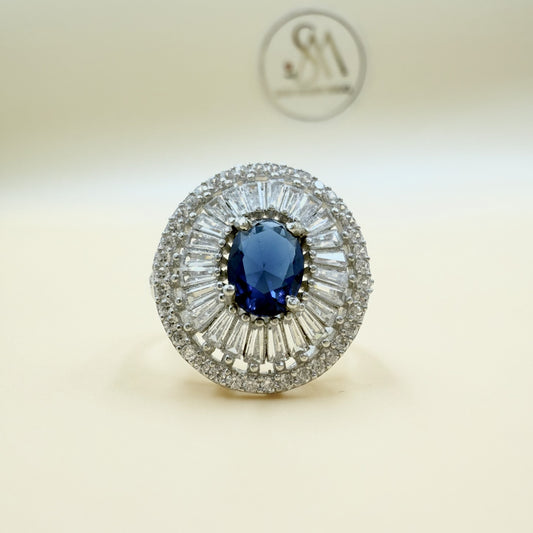 Blue Zircon Silver Ring