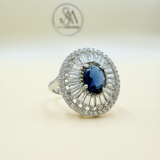 Blue Zircon Silver Ring