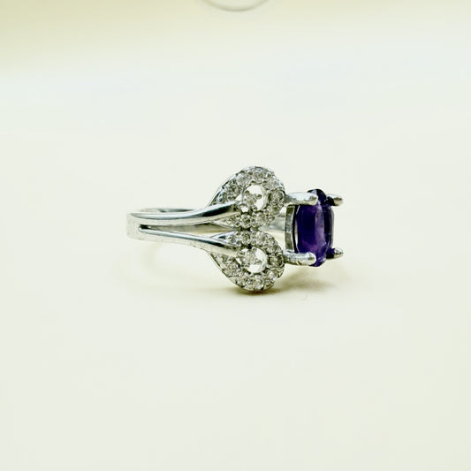 Natural Amethyst Silver Ring