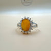 Natural Yellow Jade Silver Ring
