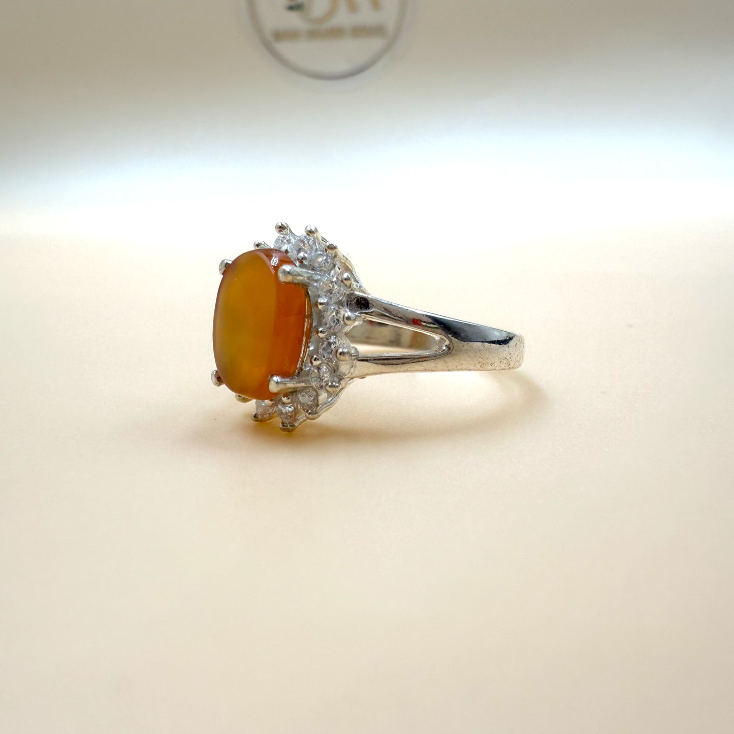 Natural Yellow Jade Silver Ring