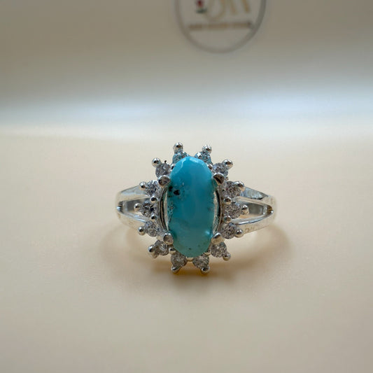 Natural Feroza (Turquoise) Silver Ring