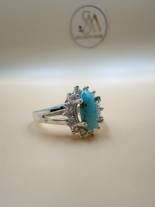 Natural Feroza (Turquoise) Silver Ring