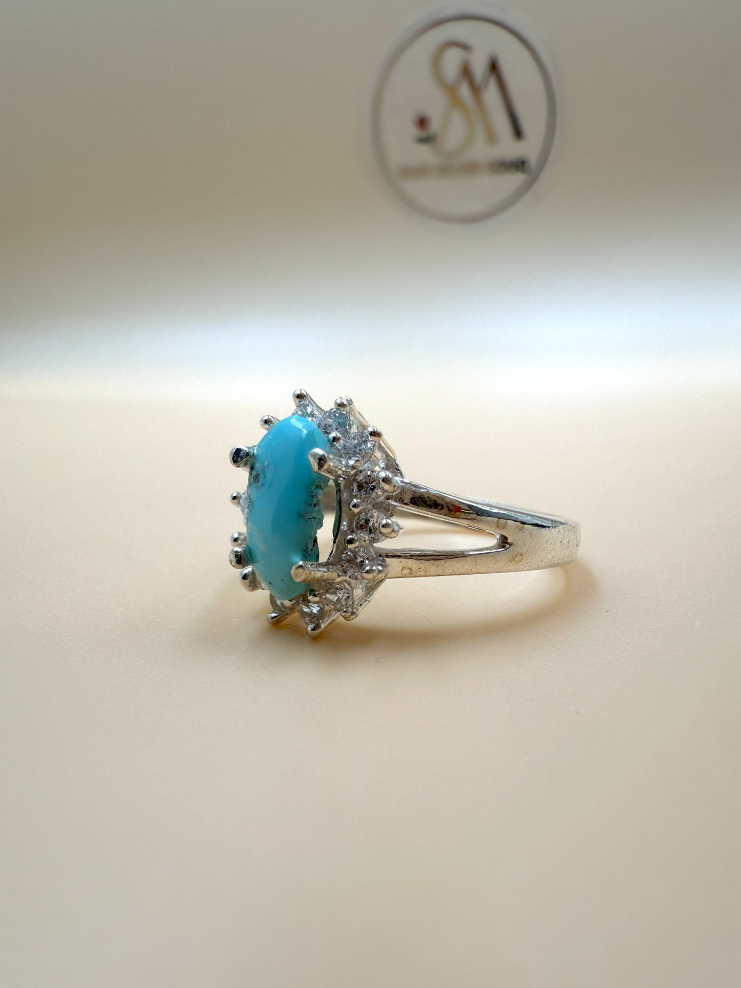 Natural Feroza (Turquoise) Silver Ring