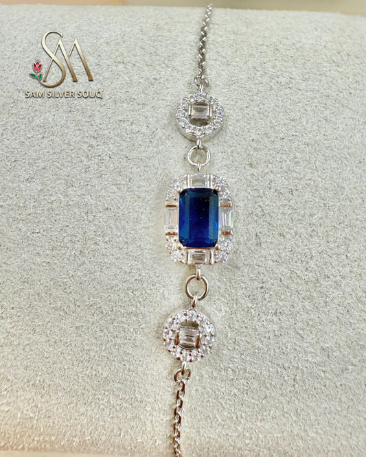 Silver Premium Royal Blue Sapphire Bracelet For Girls/Women to Gift