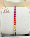 Silver Premium Rainbow Sapphire Tennis Bracelet For Girls/Women to Gift
