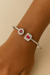 SILVER 925 Sterling Silver Premium Ruby Color Bangle For Girls/Women to Gift