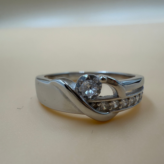 White Zircon Silver Ring