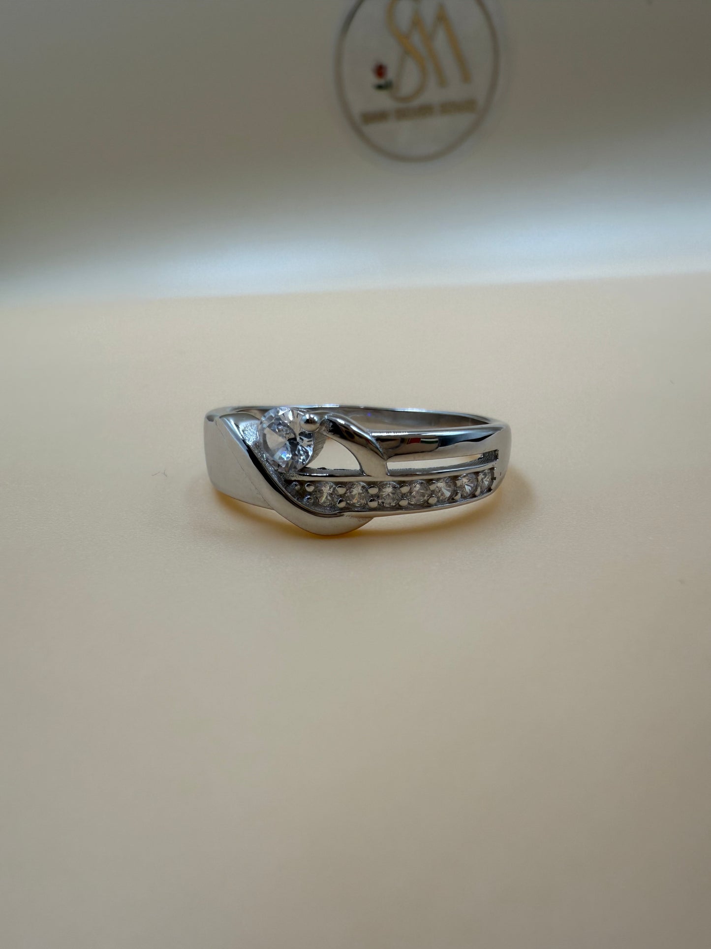 White Zircon Silver Ring