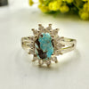 Natural Turquoise & Zircon 925 Silver Ring