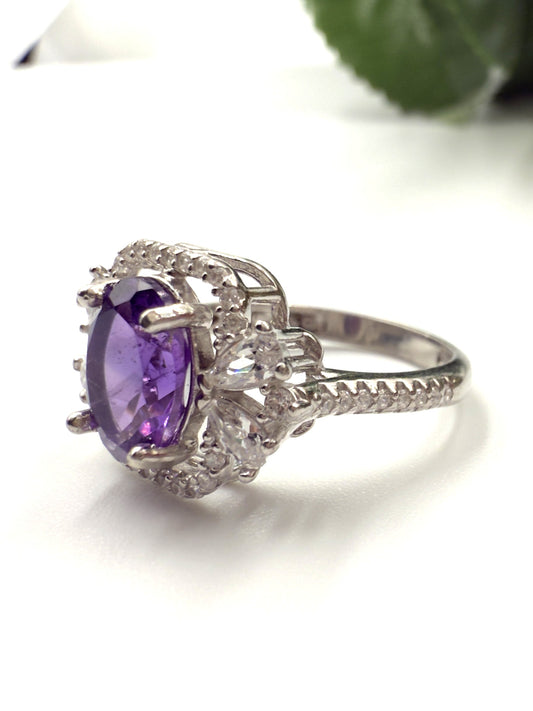 Natural Amethyst Silver Ring
