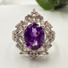 Regal Purple Zircon Cocktail Silver Ring