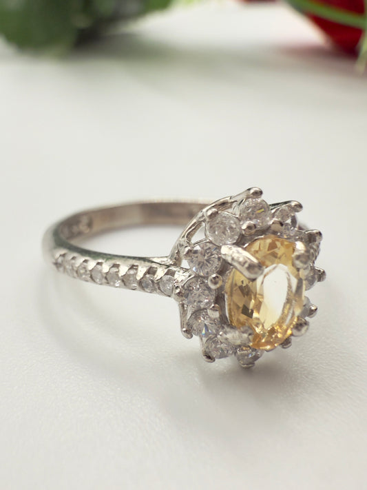 Natural Yellow Sapphire Silver Ring