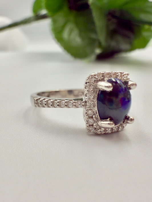 Natural Opal Glow Sterling Silver Ring