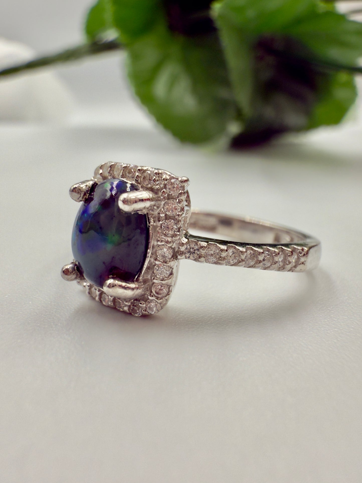 Natural Opal Glow Sterling Silver Ring