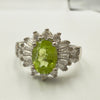 Natural Peridot Stone with Zircon Silver Ring