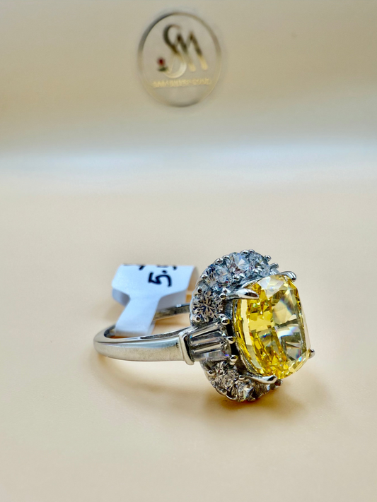 925 Silver Ring – vivid yellow zircon