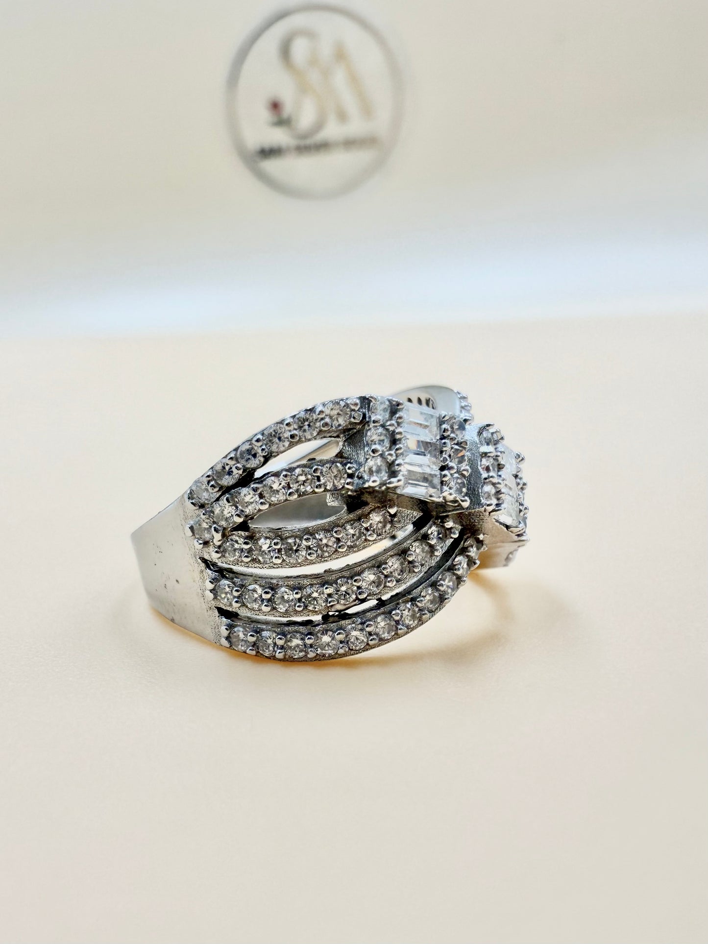 Classic White Zircon Solitaire Silver Ring