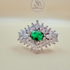 Emerald-Green Zircon Silver Ring