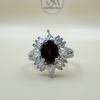 Natural Garnet Stone Silver Ring