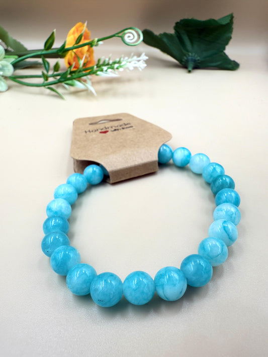 Sky Blue Beaded Bracelet – Handmade Elegance