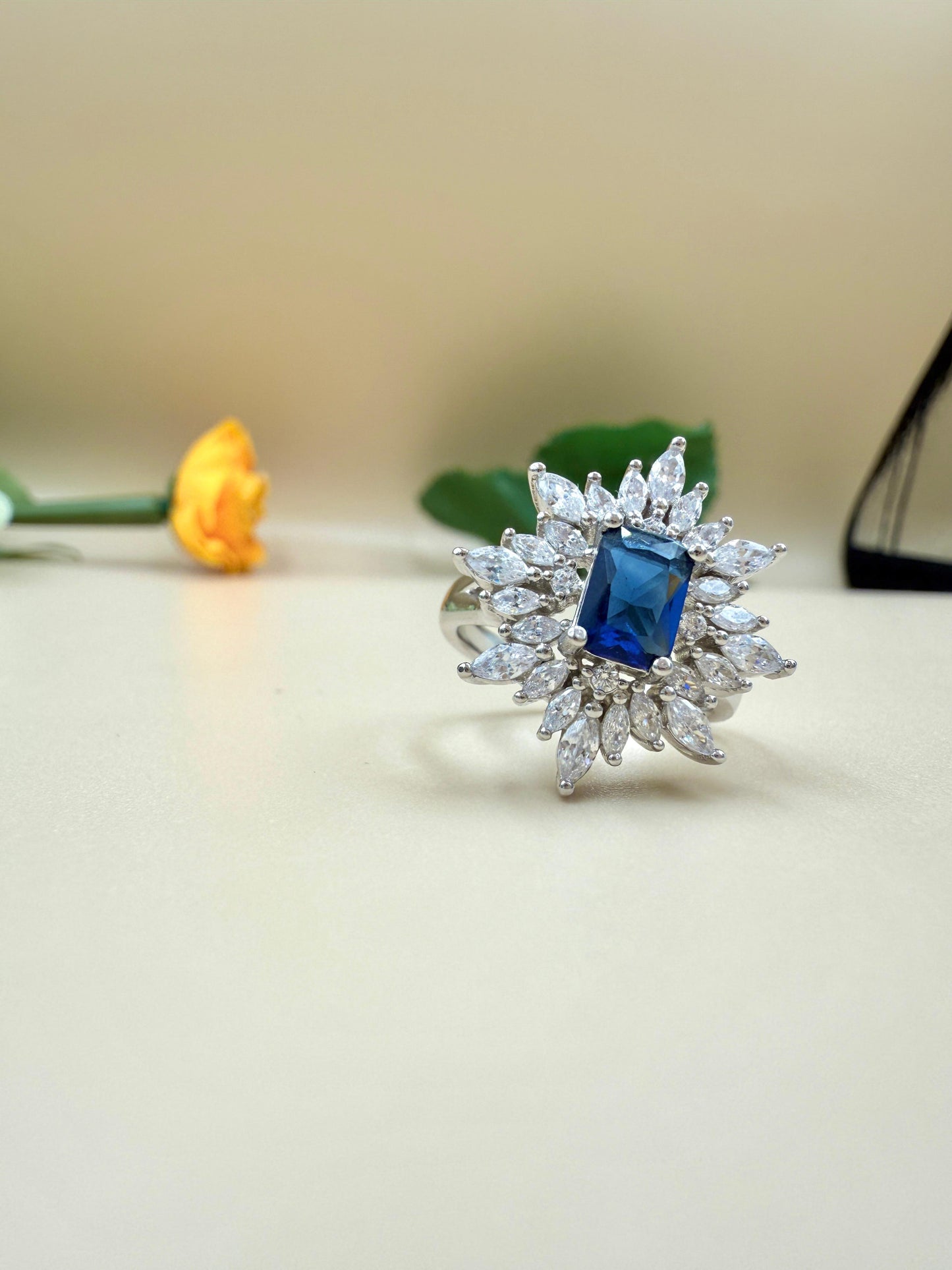 Royal Blue Gemstone Starburst Silver Ring