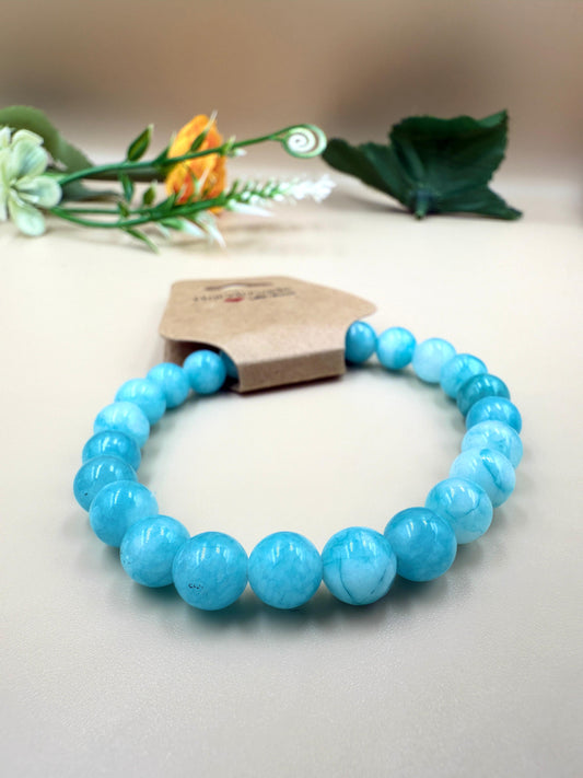 Sky Blue Beaded Bracelet – Handmade Elegance