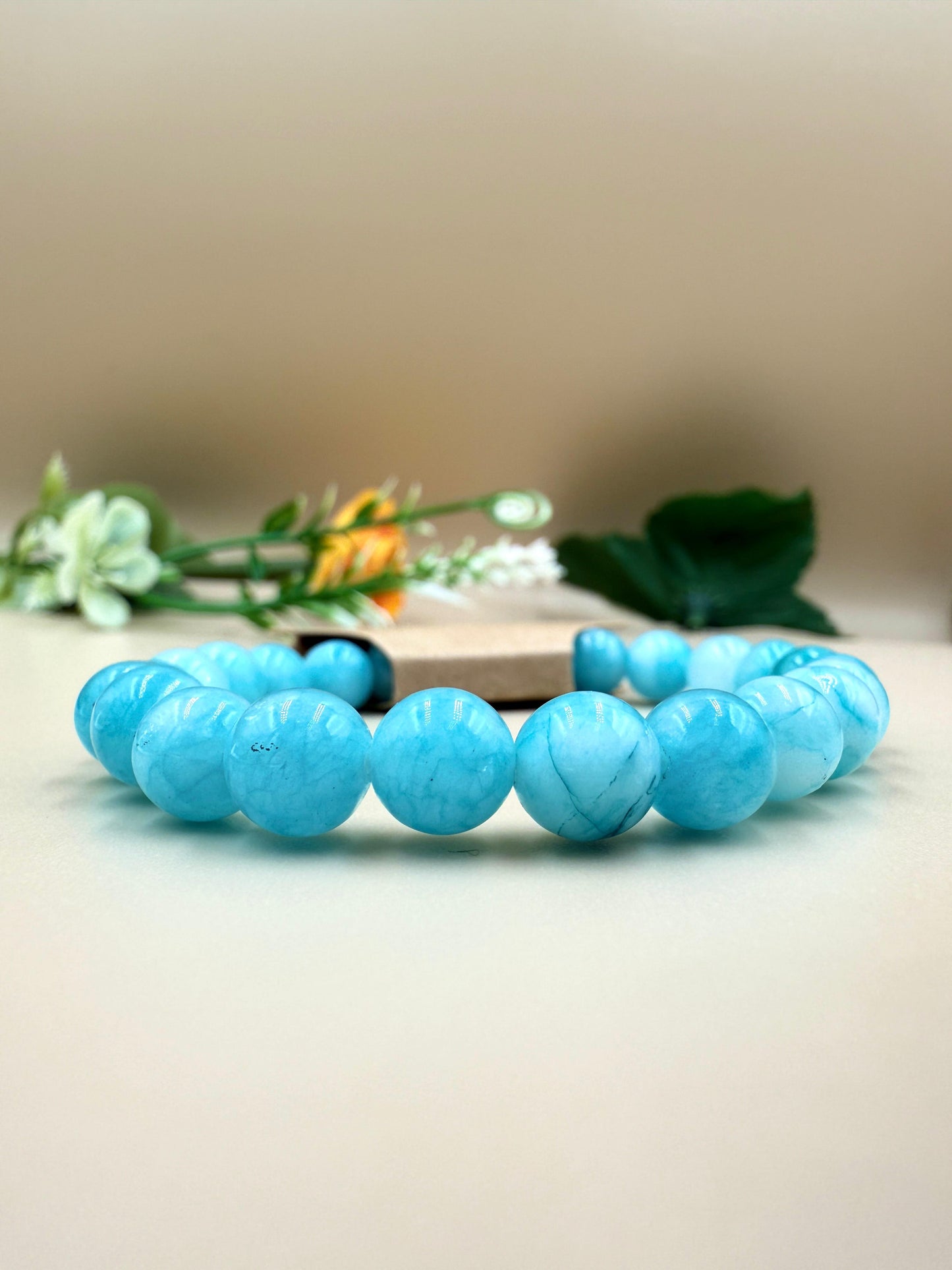 Sky Blue Beaded Bracelet – Handmade Elegance