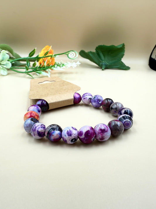 Mystic Purple Agate Bracelet – Handmade Gemstone Beads
