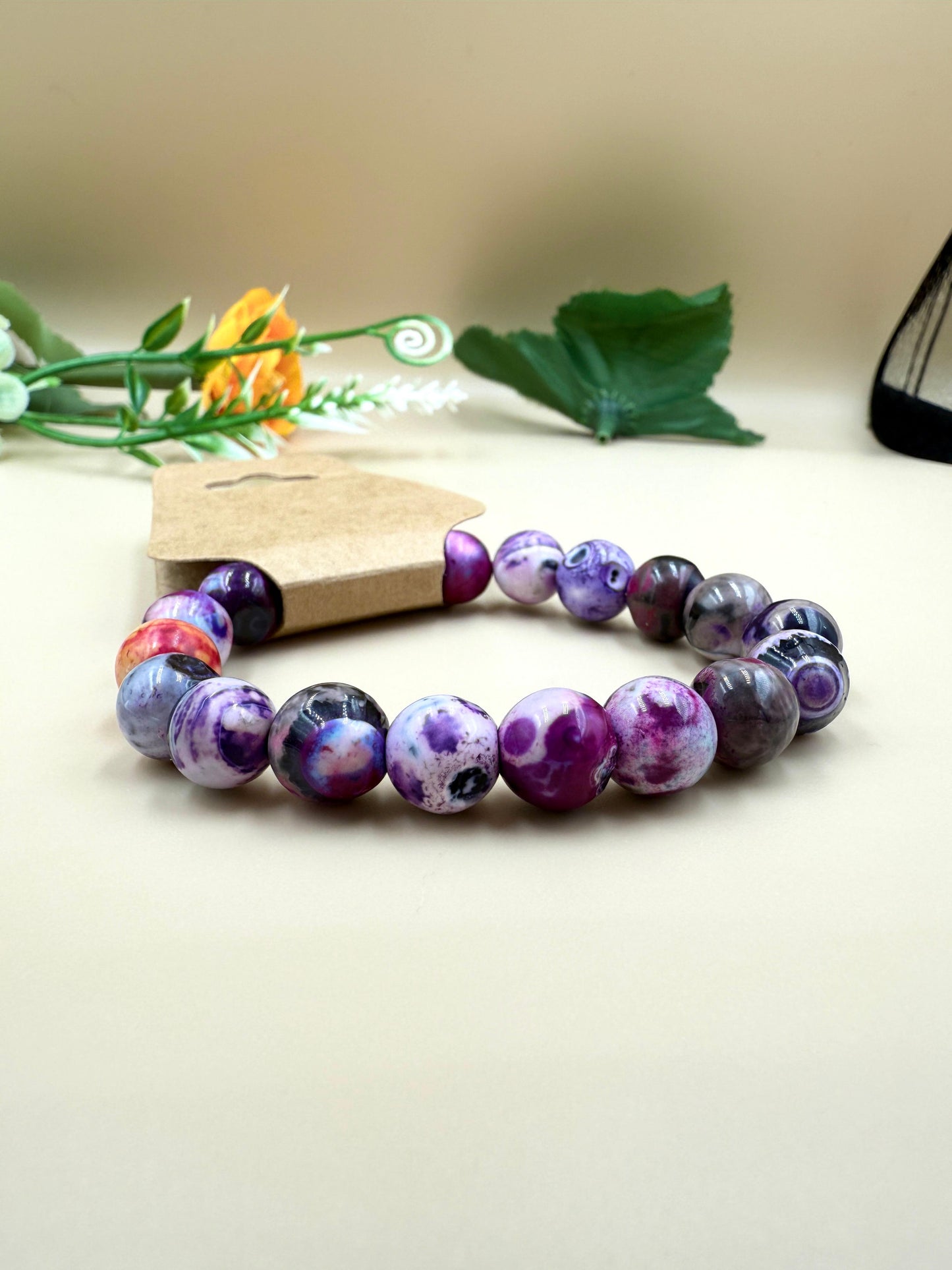 Mystic Purple Agate Bracelet – Handmade Gemstone Beads