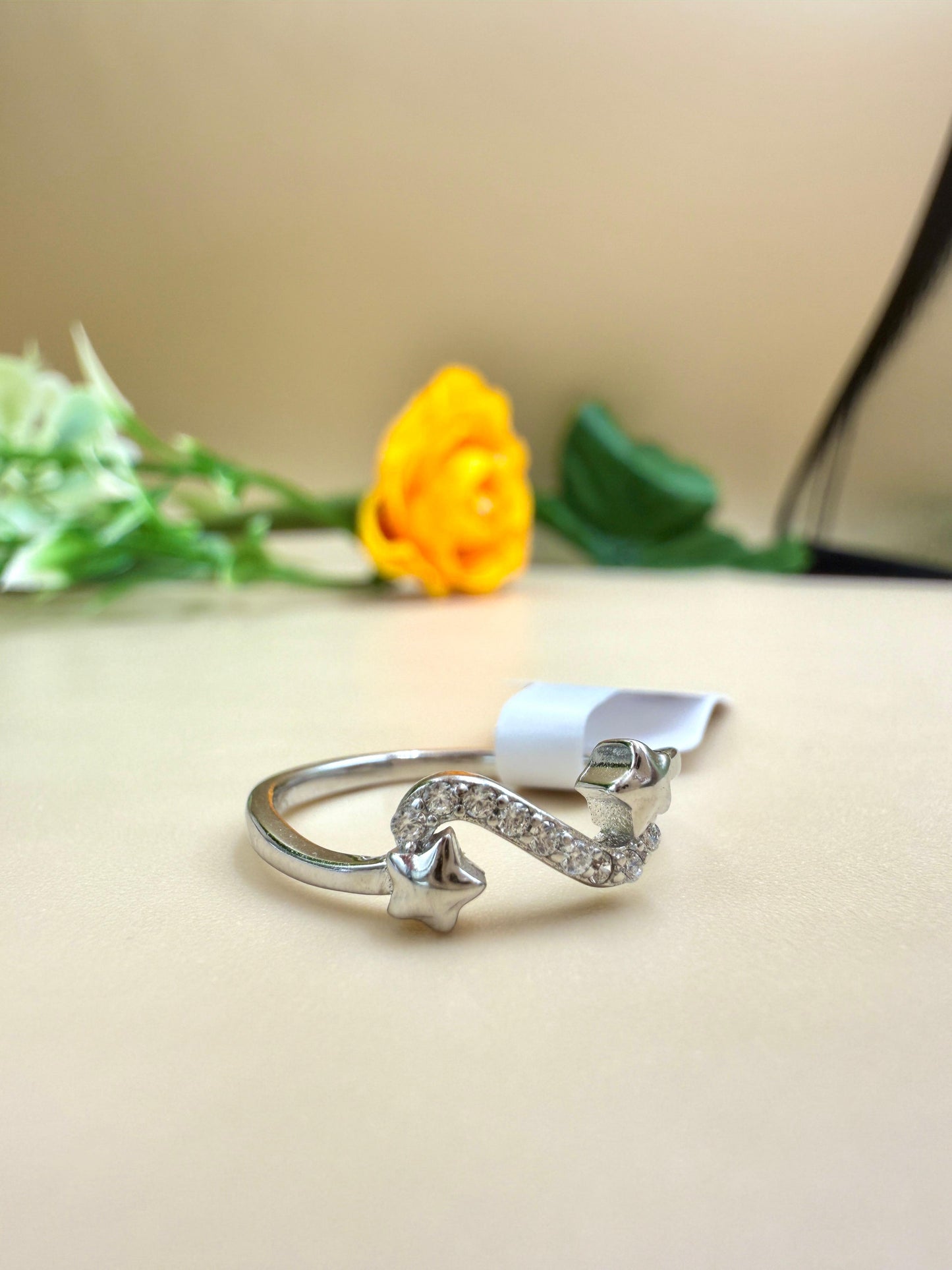 Starry Silver Zircon Ring