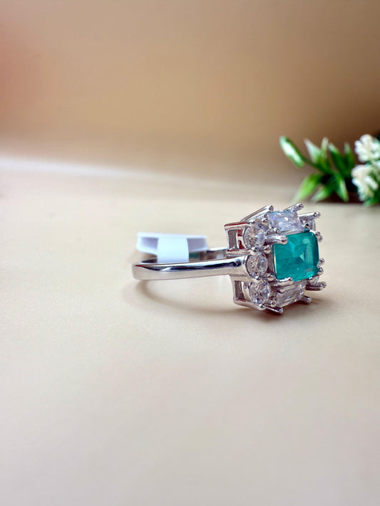 Classic Blue Zircon Silver Silver Ring