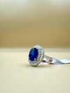 Royal Blue Oval Halo Silver Ring