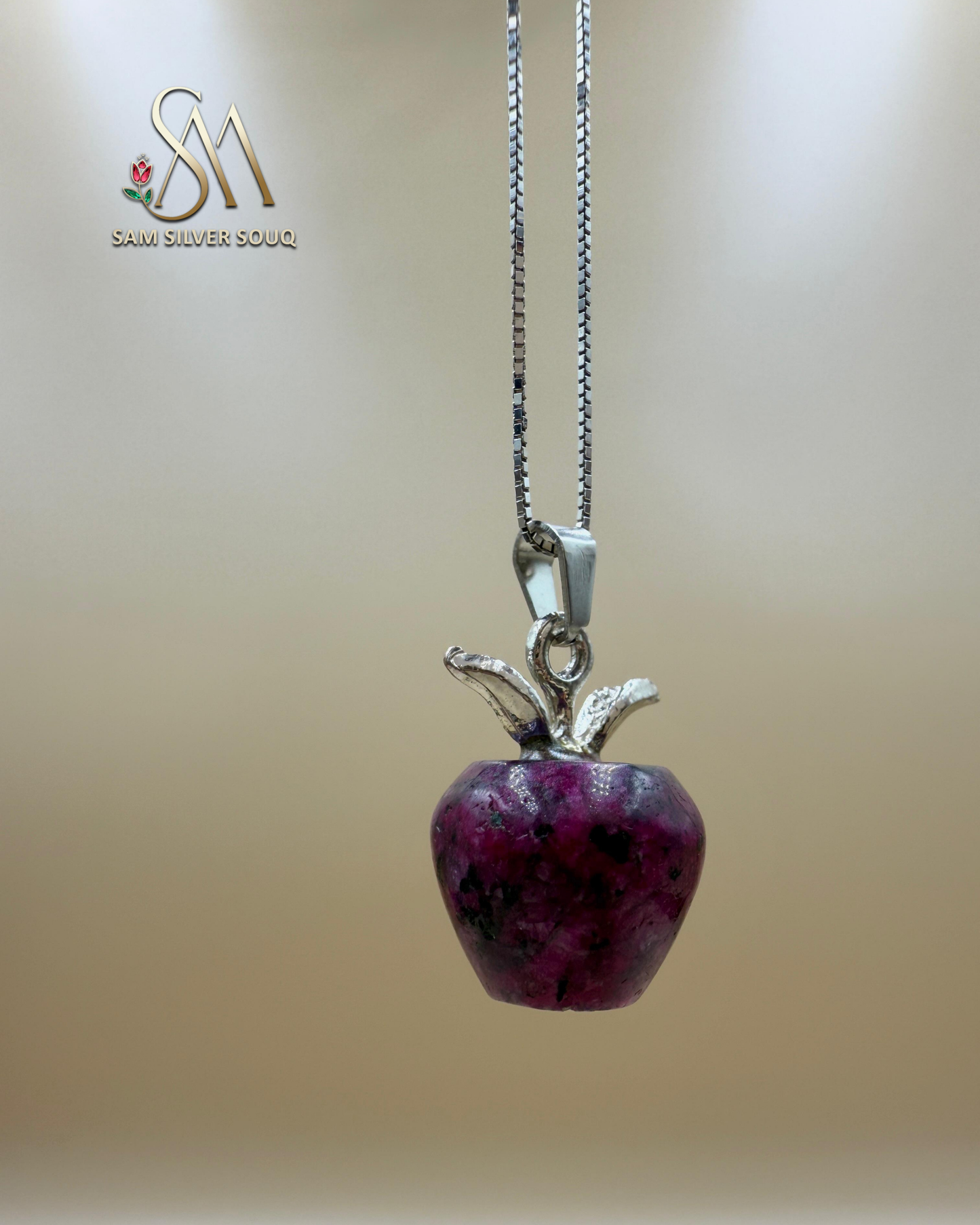 Silver Red Quartz Energy Necklace Jewelry, Healing Gemstone, Girl/Woman Necklace