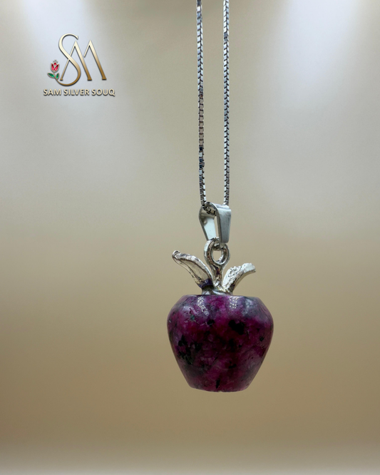 Silver Red Quartz Energy Necklace Jewelry, Healing Gemstone, Girl/Woman Necklace