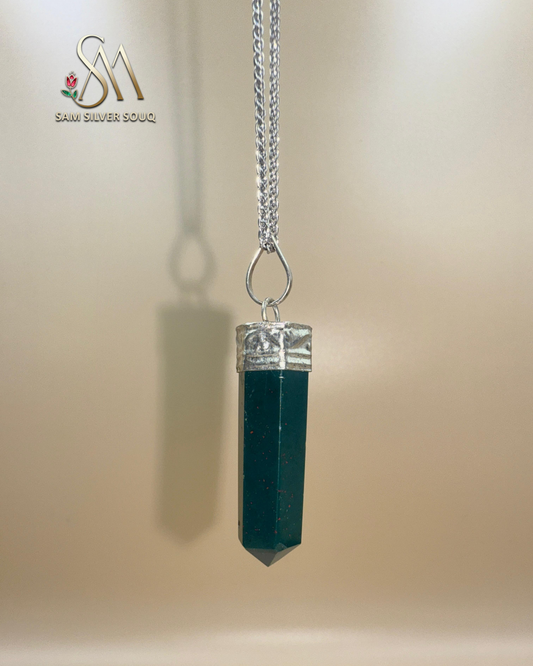 Silver Black Onyx , Point Pendant Necklace, Onyx Handmade Jewelry, Healing Gemstone, Girl/Woman Necklace