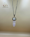 Silver Quartz Crystal Energy Necklace Jewelry, Healing Gemstone, Girl/Woman Necklace