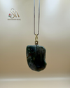 Raw Malachite Stone silver Pendant