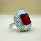 Luxury Red Gemstone Halo Ring