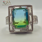 SILVER RING - GREEN COLORED STONE