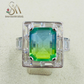 SILVER RING - GREEN COLORED STONE