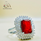 SILVER RING - RUBY COLORED STONE