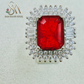 SILVER RING - RUBY COLORED STONE