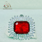 SILVER RING - RUBY COLORED STONE