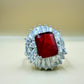 Luxury Red Gemstone Halo Ring