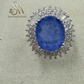 SILVER RING WITH BLUE COLORED STONE