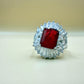 Luxury Red Gemstone Halo Ring